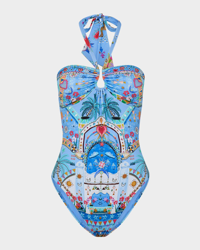 A Painted Village Bandeau One-Piece Swimsuit
